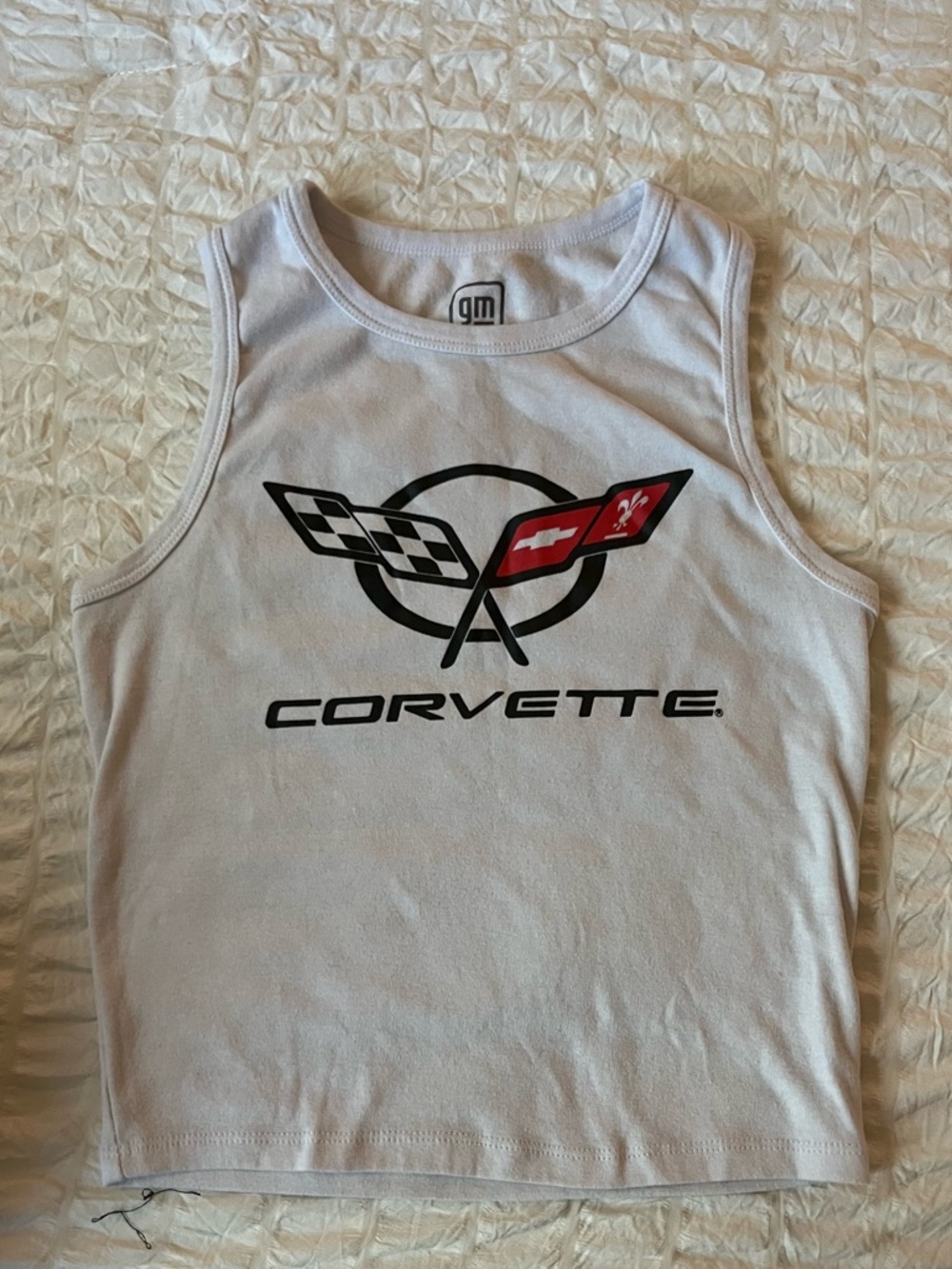 Corvette Logo White Cropped Tank Top
